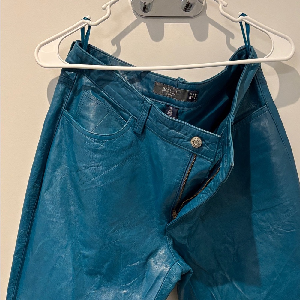 GAP Vibrant Teal Leather vintage Pants